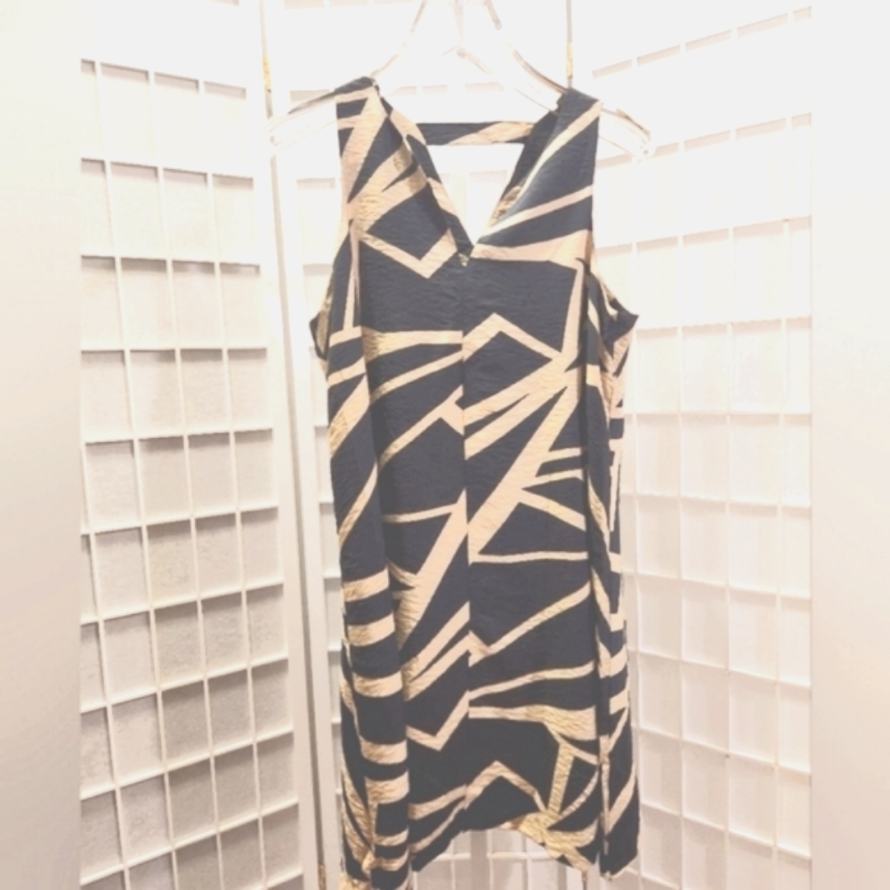 NWT Bananna Republic Navy and Tan Trapeze dress in petite large